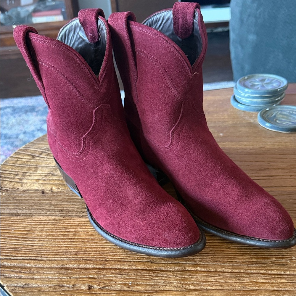 Tecovas Women’s Suede Lucy Cowboy Boots - Wine